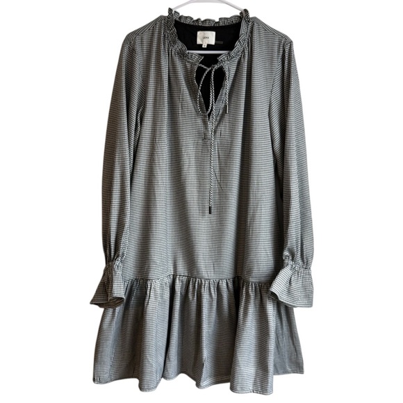 Nordstrom LENA Long Sleeve Gingham Drop Waist Mini Dress Size Medium NWOT - Picture 1 of 11
